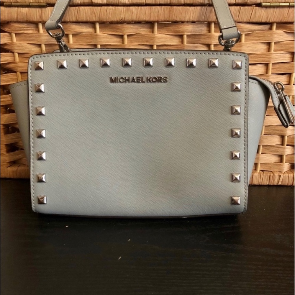 Michael Kors Small Blue Studded Crossbody Bag